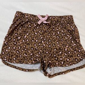Kids Leopard Print Shorts with Pink Bow